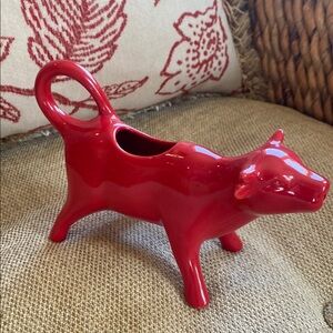 Red Ceramic Cow Creamer